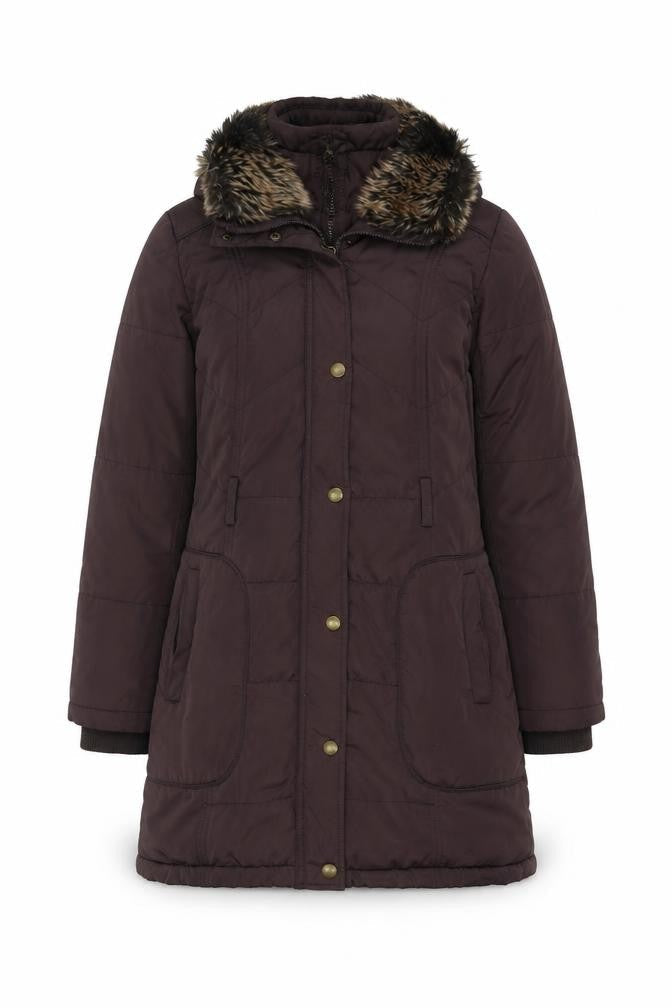 Debenhams Womens Brown Overcoat Coat Size 10 Zip