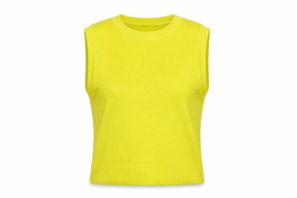 Zara Womens Yellow Viscose Cropped T-Shirt Size S Crew Neck