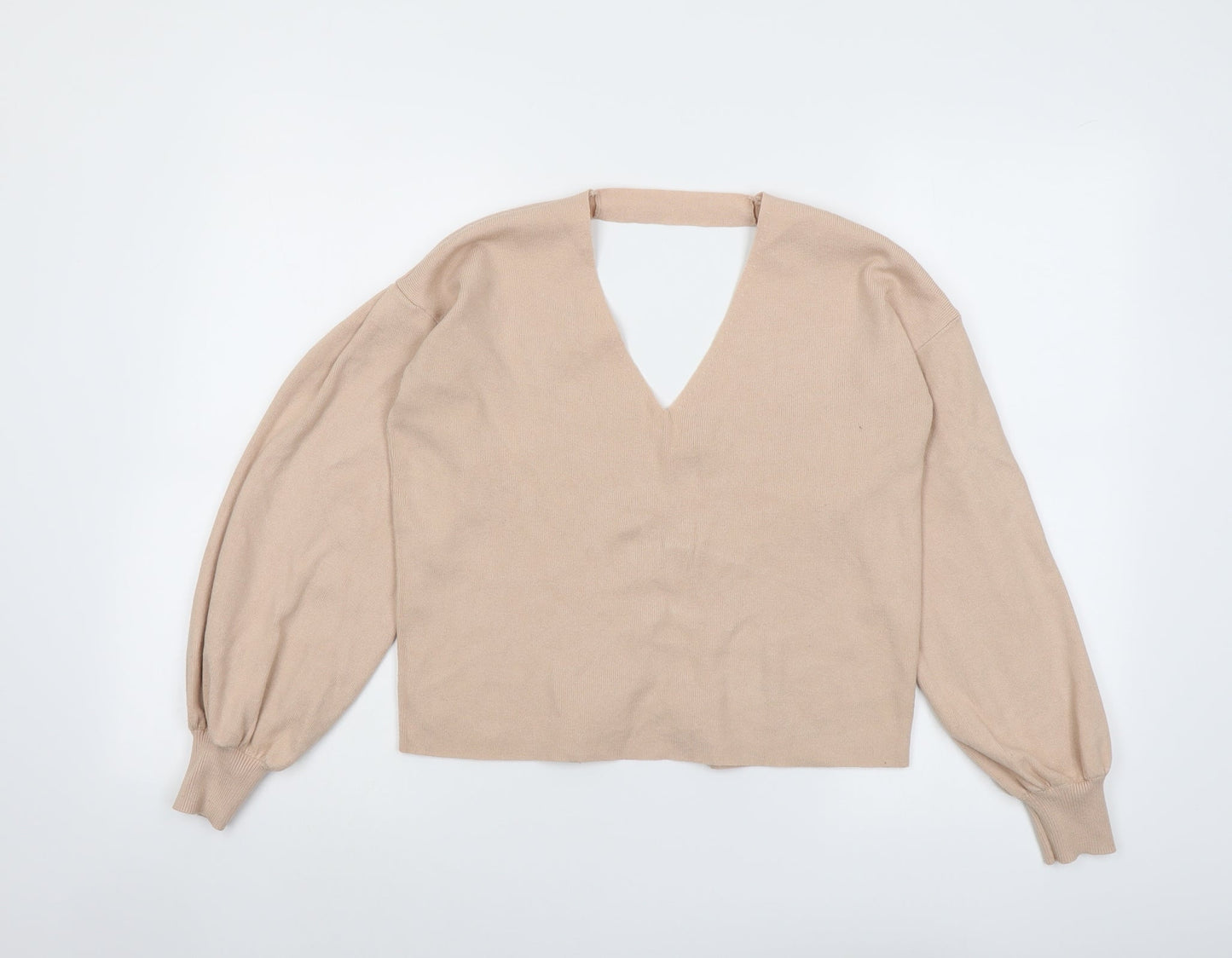 Miss Selfridge Womens Pink V-Neck Viscose Pullover Jumper Size 8