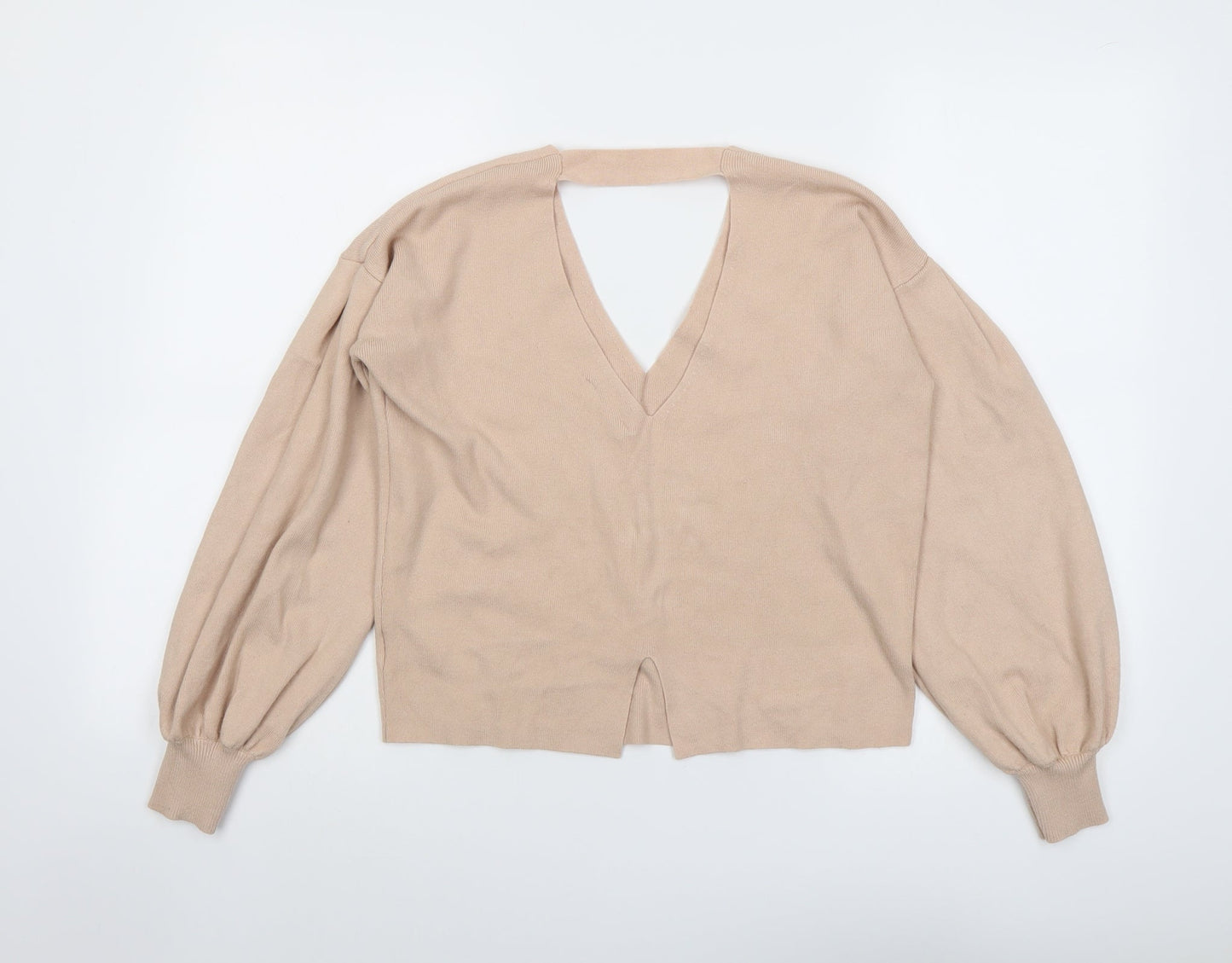 Miss Selfridge Womens Pink V-Neck Viscose Pullover Jumper Size 8
