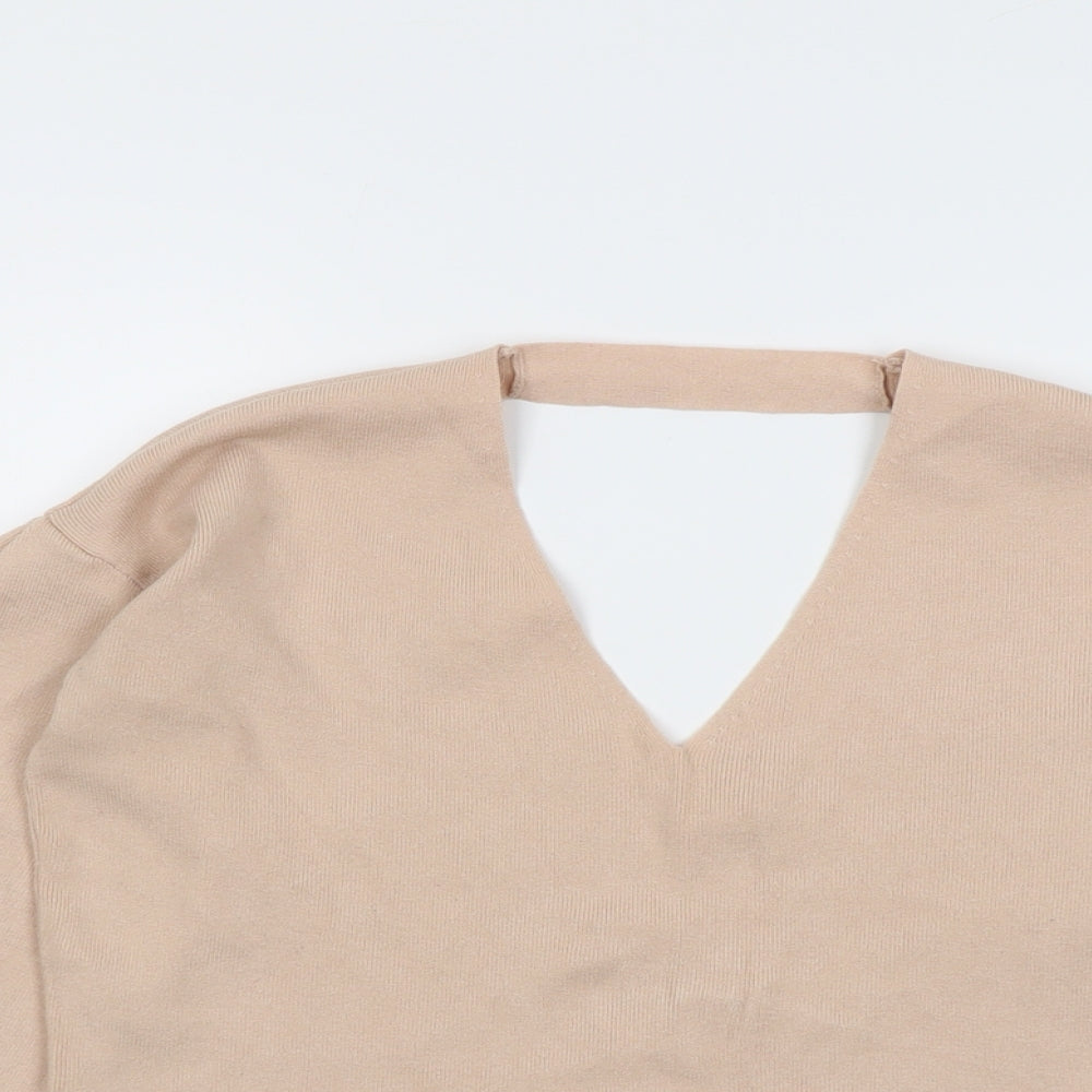 Miss Selfridge Womens Pink V-Neck Viscose Pullover Jumper Size 8