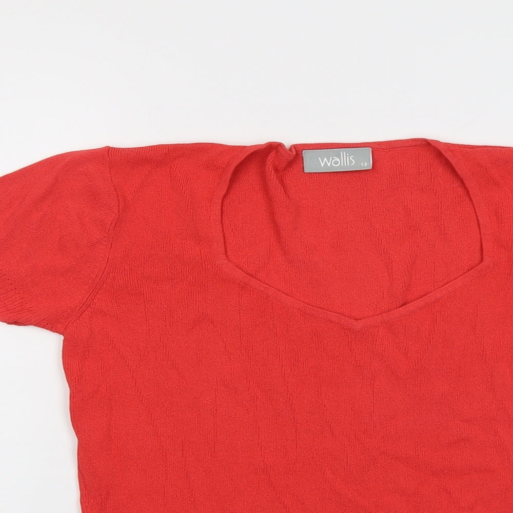 Wallis Womens Red Scoop Neck Viscose Pullover Jumper Size 12
