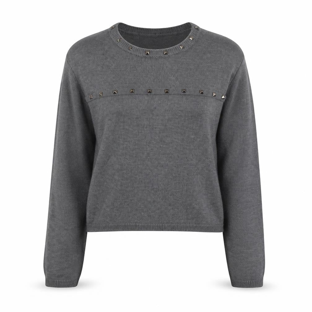 H&M Womens Grey Round Neck Acrylic Pullover Jumper Size S