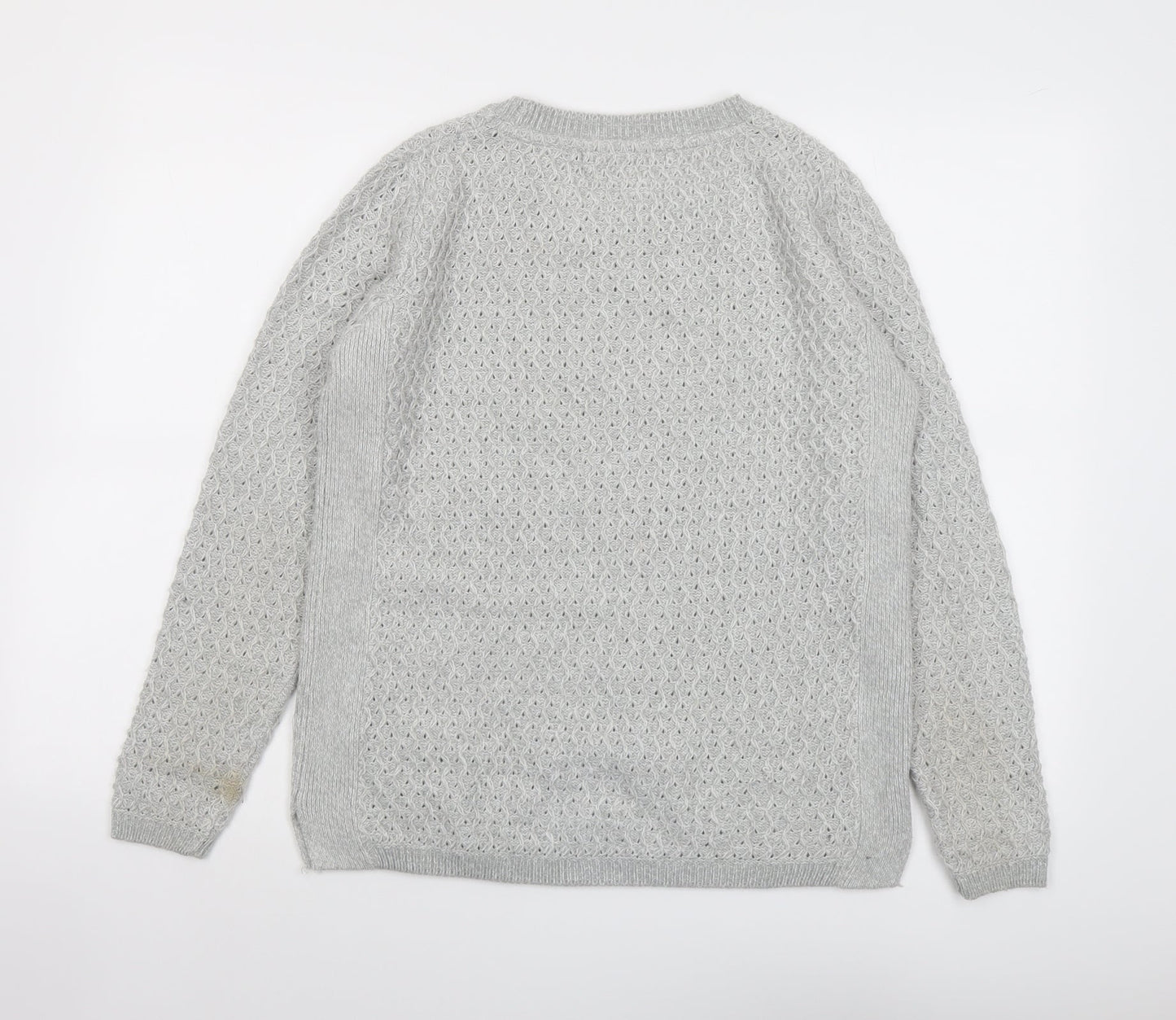 EWM Womens Grey Round Neck Acrylic Pullover Jumper Size 10 - Size 10-12