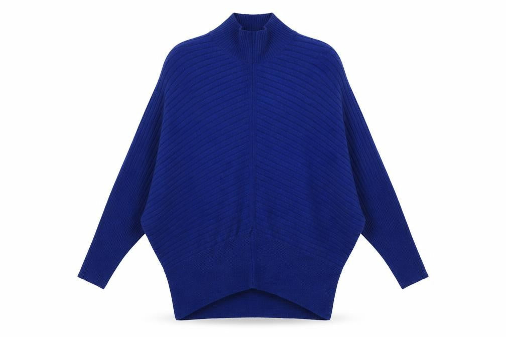 River Island Womens Blue High Neck Viscose Pullover Jumper Size XS