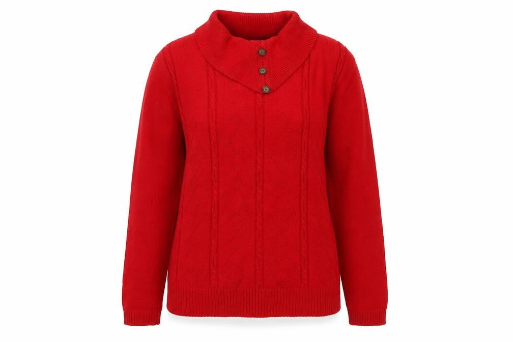 Pure & Natural Womens Red Roll Neck Acrylic Pullover Jumper Size M