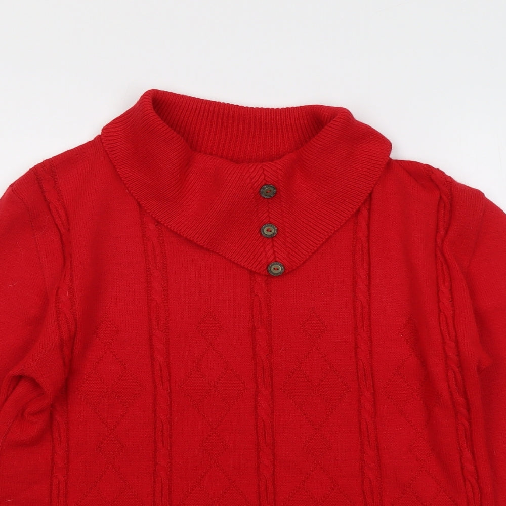 Pure & Natural Womens Red Roll Neck Acrylic Pullover Jumper Size M