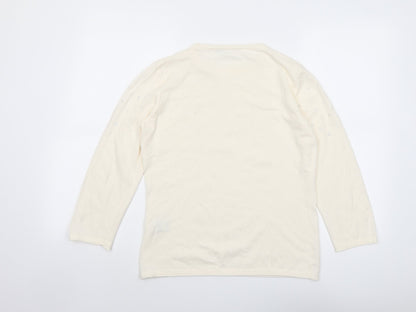 Rabe Womens Ivory Round Neck Modal Pullover Jumper Size 8