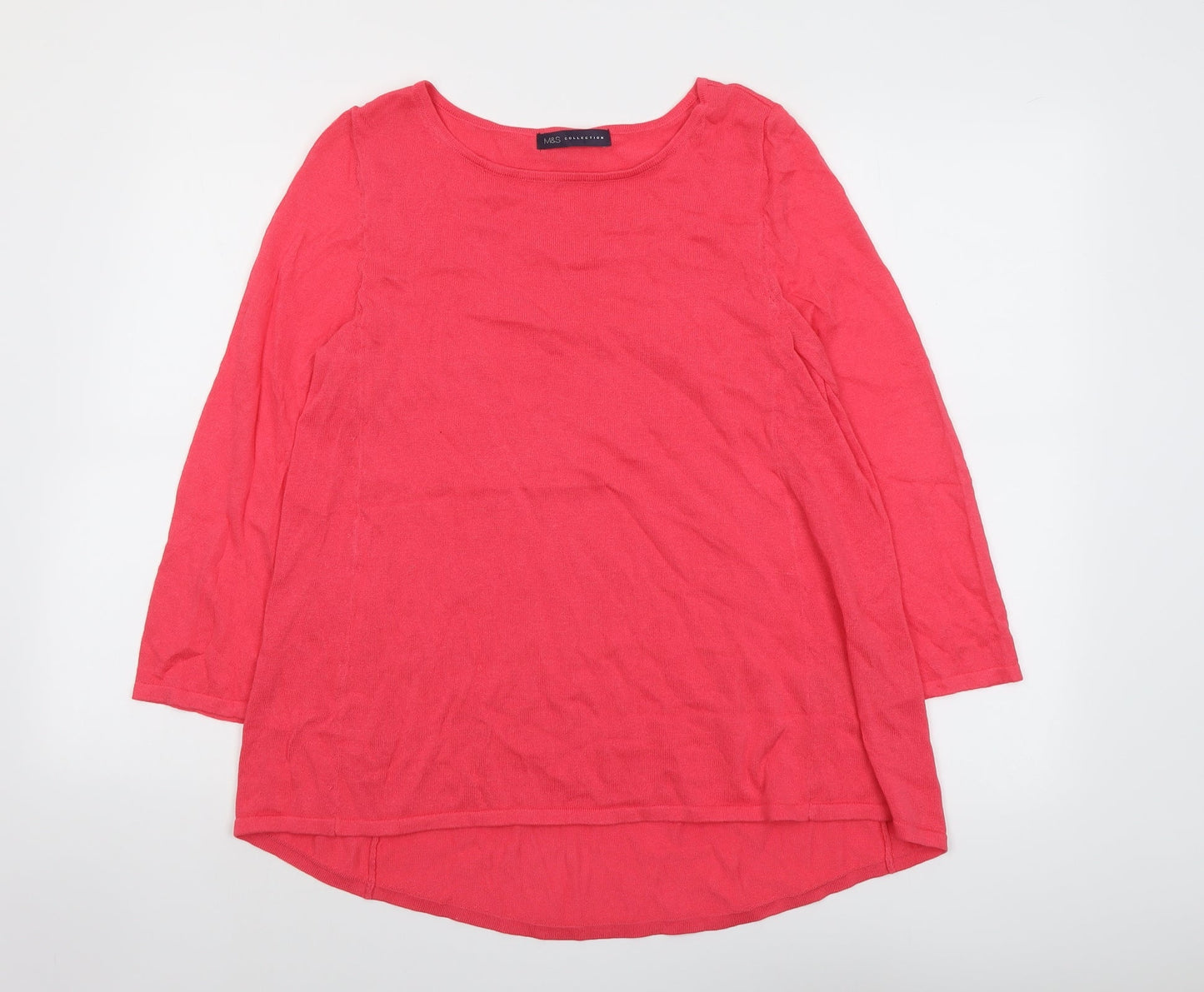 Marks and Spencer Womens Pink Round Neck Viscose Pullover Jumper Size 14