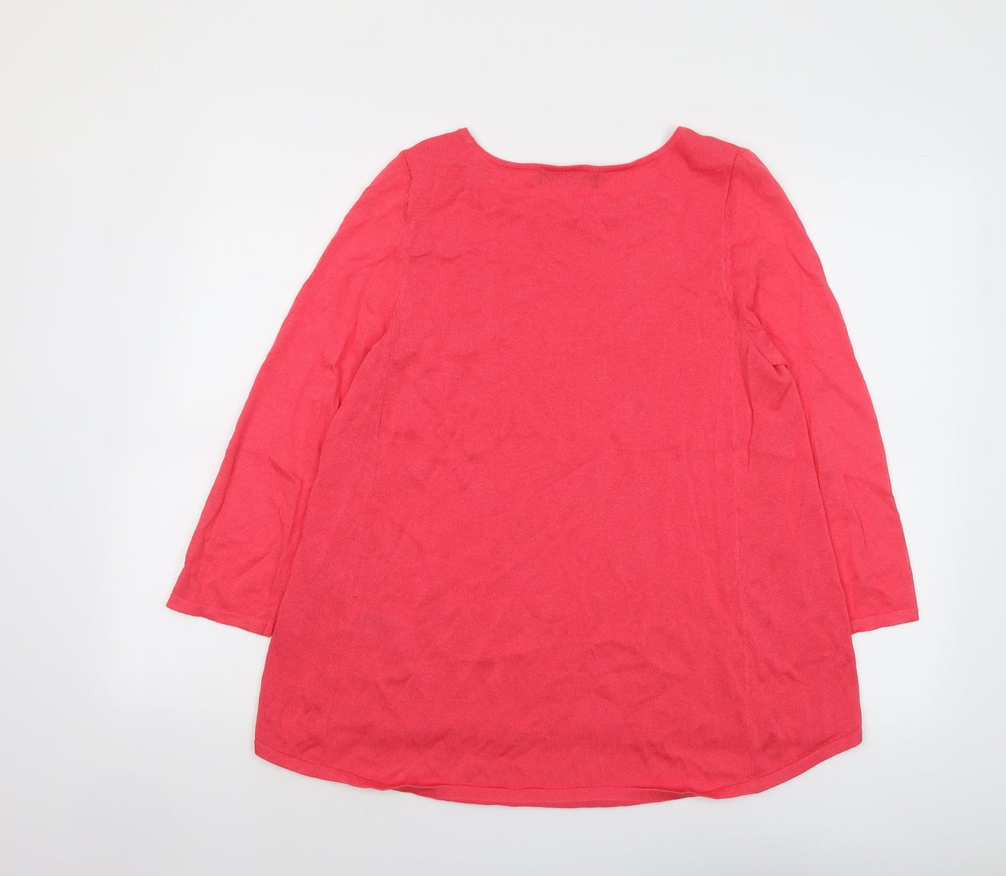 Marks and Spencer Womens Pink Round Neck Viscose Pullover Jumper Size 14
