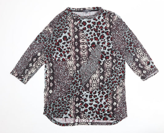 Studio Womens Multicoloured Animal Print Polyester Basic T-Shirt Size 12 Round Neck - Size 12-14