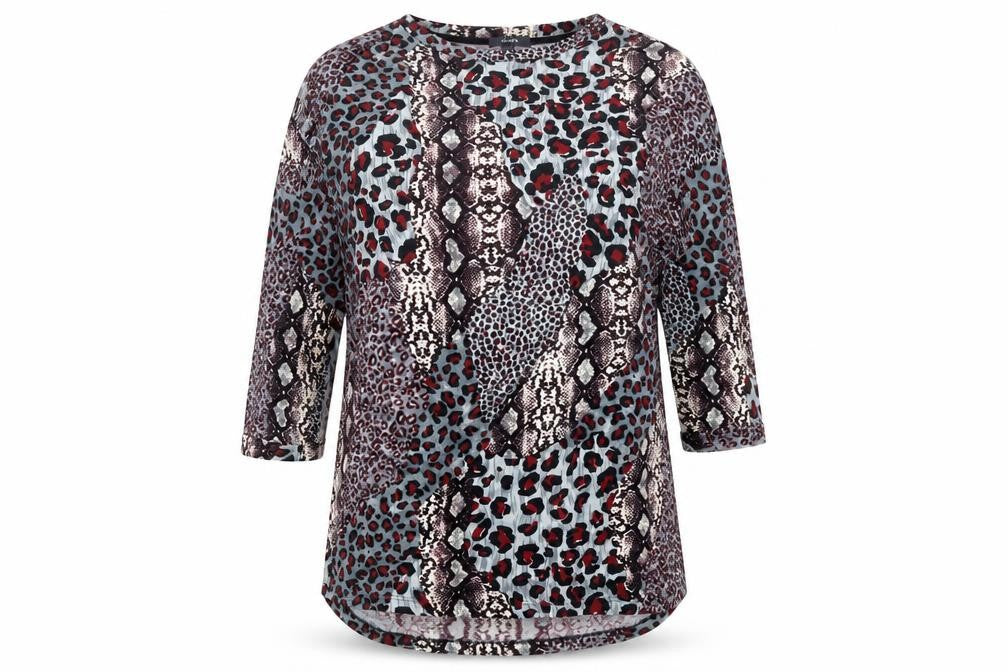 Studio Womens Multicoloured Animal Print Polyester Basic T-Shirt Size 12 Round Neck - Size 12-14