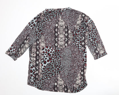 Studio Womens Multicoloured Animal Print Polyester Basic T-Shirt Size 12 Round Neck - Size 12-14