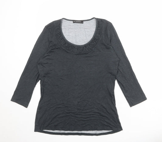 Just Elegance Womens Grey Viscose Basic T-Shirt Size 14 Scoop Neck