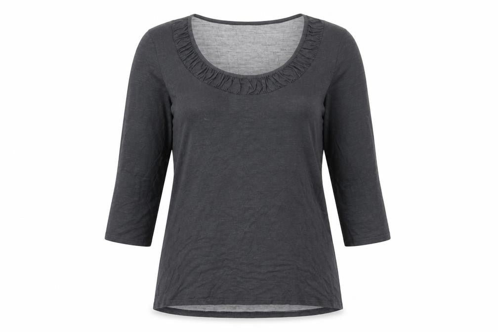 Just Elegance Womens Grey Viscose Basic T-Shirt Size 14 Scoop Neck