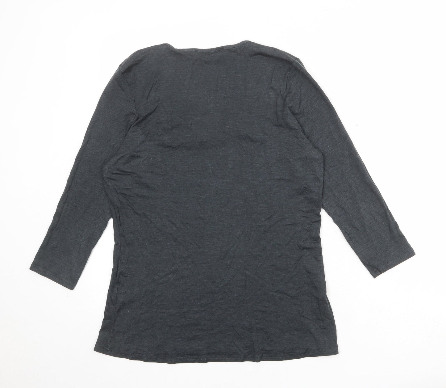 Just Elegance Womens Grey Viscose Basic T-Shirt Size 14 Scoop Neck