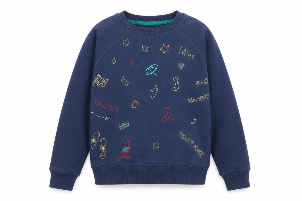 Johnnie B Boys Blue Geometric Cotton Pullover Sweatshirt Size 11-12 Years Pullover