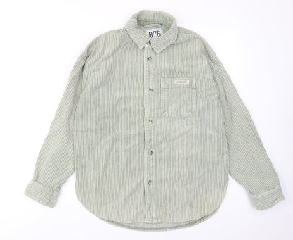 Additional front view of BDG women’s green cotton basic button-up, size S, collared