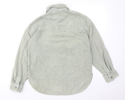 Back view of BDG women’s green cotton basic button-up, size S, collared