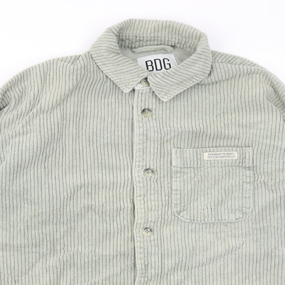BDG Womens Green Cotton Basic Button-Up Size S Collared