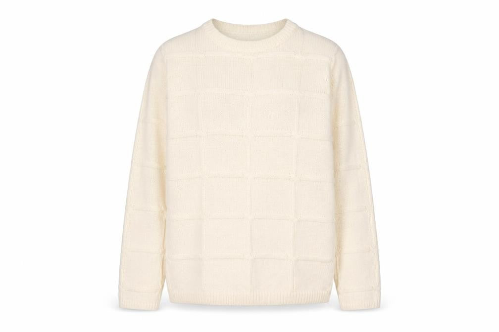 Classic Womens Ivory Round Neck Acrylic Pullover Jumper Size 6