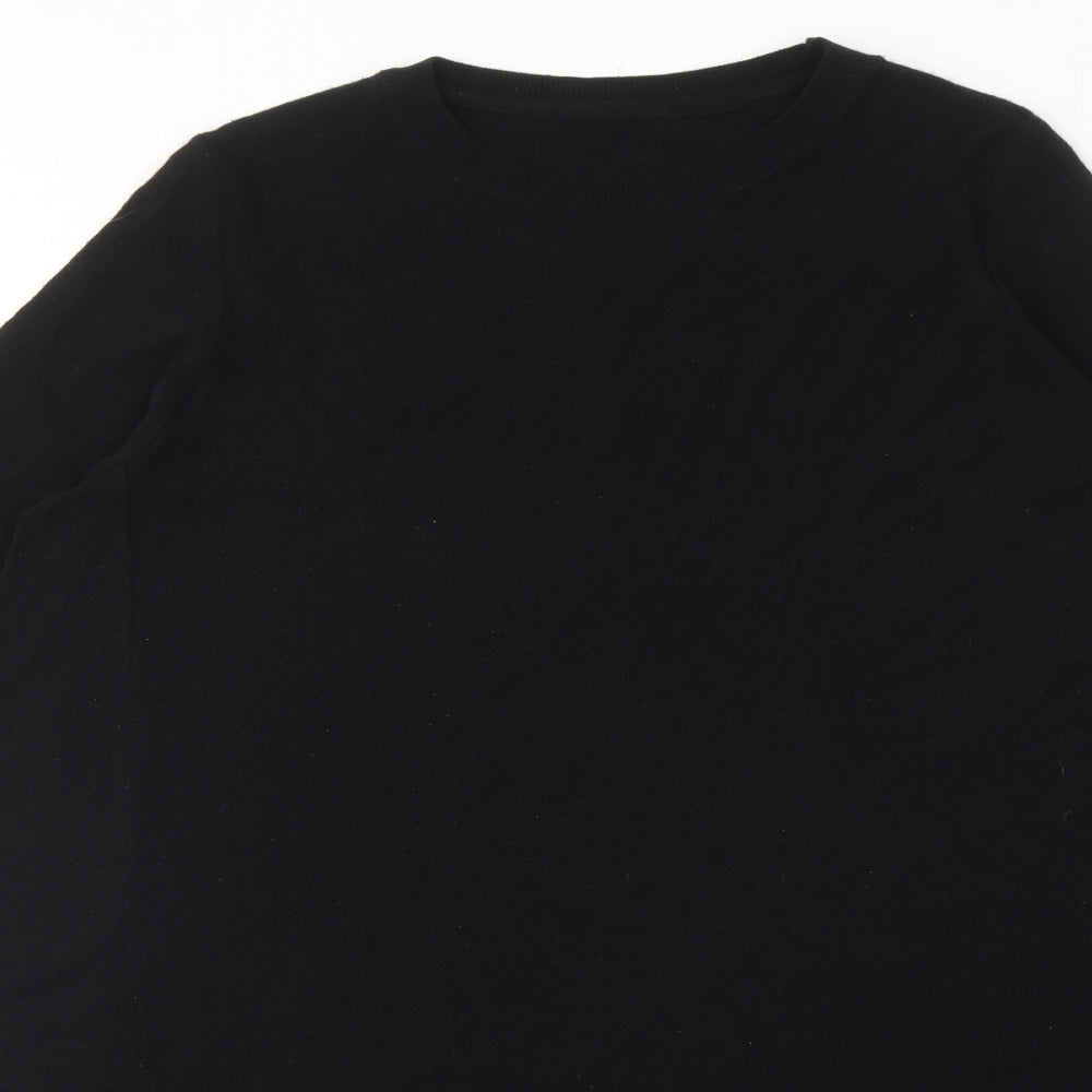 Topshop Womens Black Acrylic A-Line Size 10 Round Neck Pullover