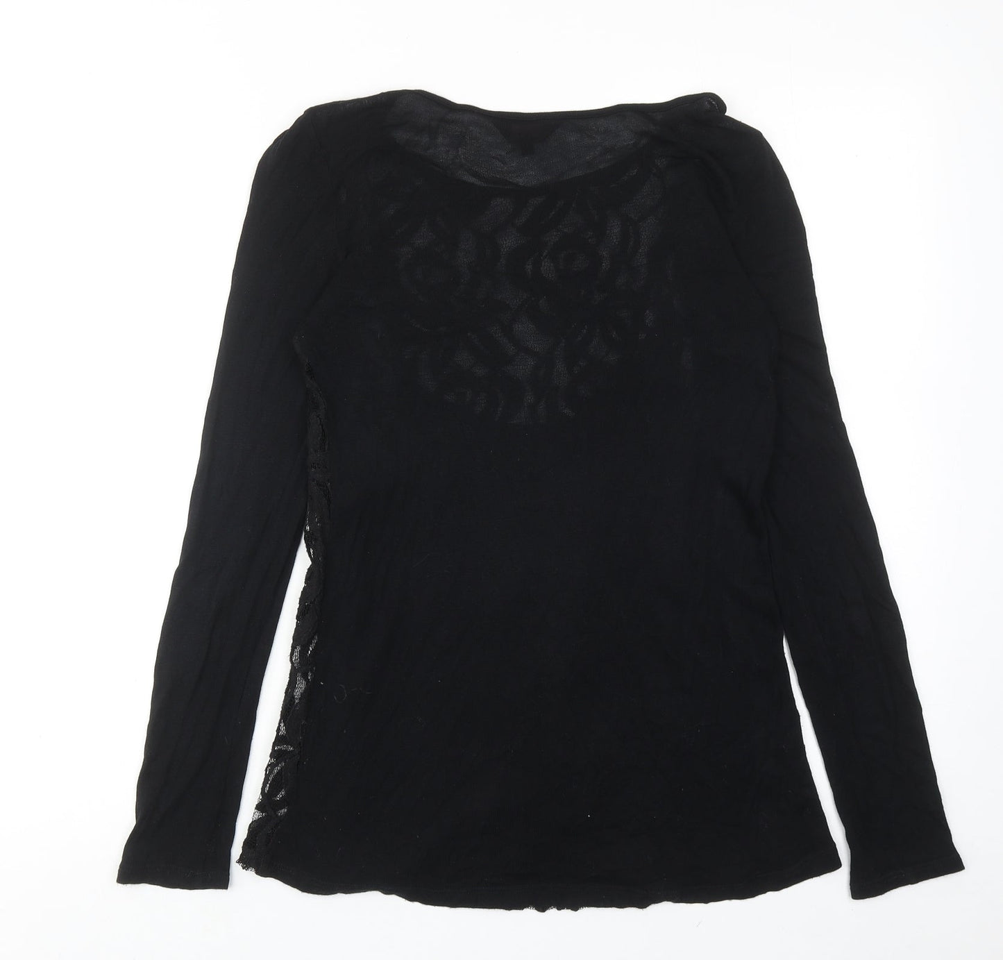 Phase Eight Womens Black Viscose Basic Blouse Size 8 Boat Neck