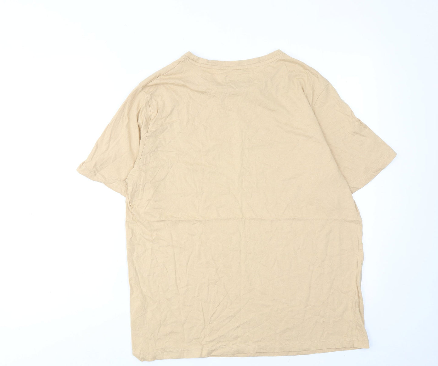 Saint+Sinner Womens Beige Cotton Basic T-Shirt Size 14 Round Neck