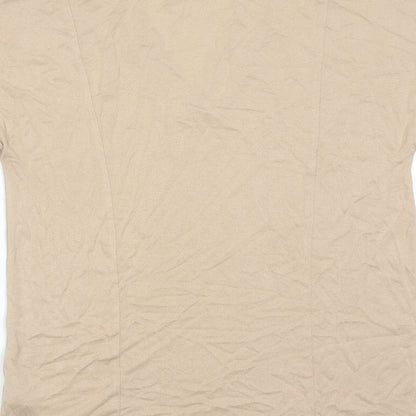 Marks & Spencer Womens Beige Viscose Basic T-Shirt Size 8 V-Neck