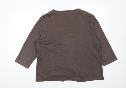 Dash Womens Brown Cotton Basic Blouse Size 12 Scoop Neck - Two in One