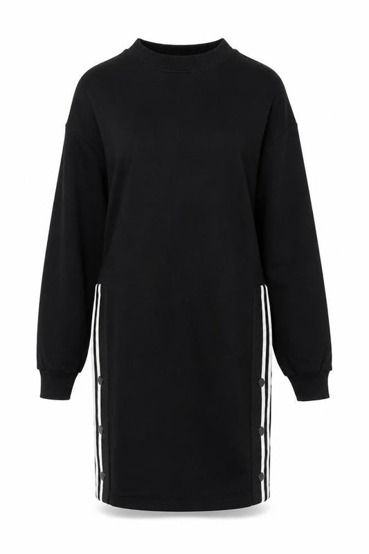 Bershka Womens Black Cotton Jumper Dress Size XS Round Neck Pullover