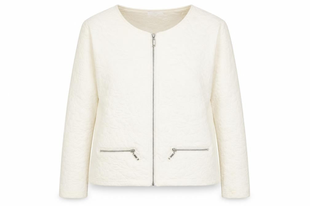 Simply Womens Ivory Jacket Size L Zip - Textured