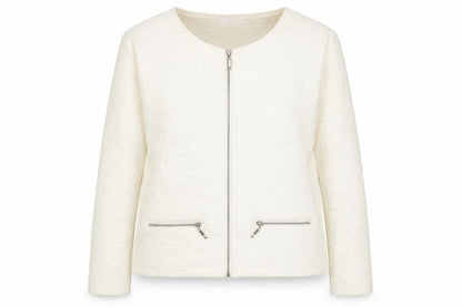 Simply Womens Ivory Jacket Size L Zip - Textured