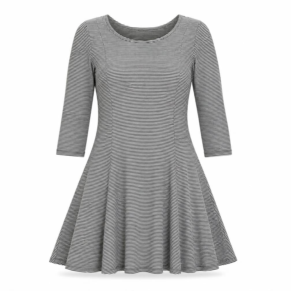 Marks & Spencer Womens Black Striped Viscose A-Line Size 12 Round Neck Pullover