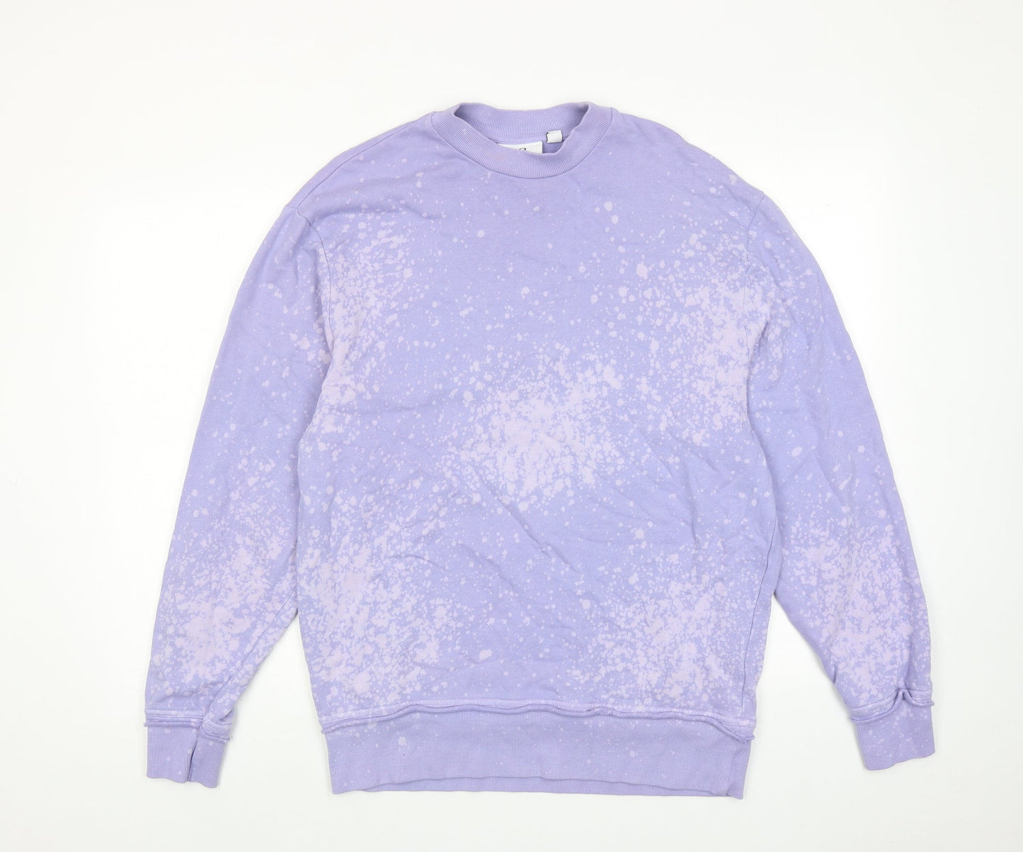 COLLUSION Womens Purple Floral Cotton Pullover Sweatshirt Size XS Pullover