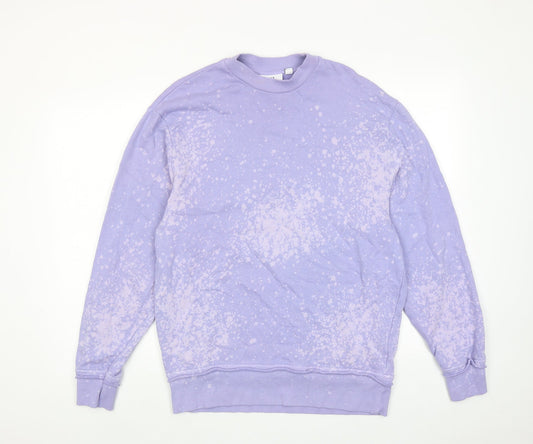 COLLUSION Womens Purple Floral Cotton Pullover Sweatshirt Size XS Pullover