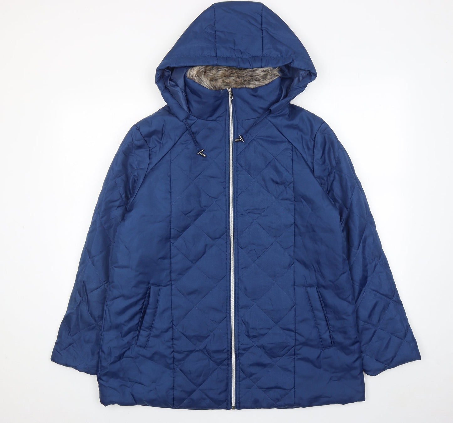 Anne De Lancay Womens Blue Quilted Jacket Size M Zip