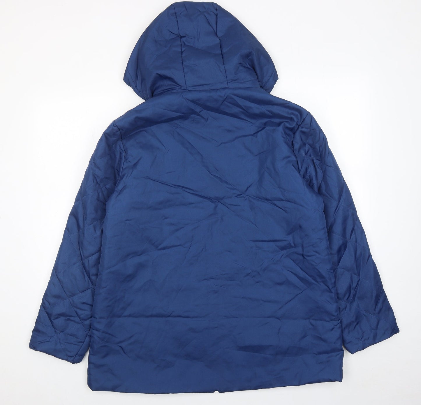 Anne De Lancay Womens Blue Quilted Jacket Size M Zip