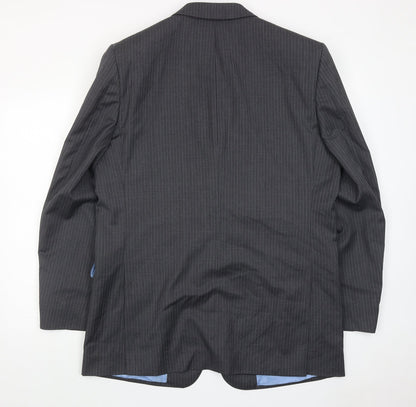Norton townsend Mens Grey Striped Polyester Jacket Suit Jacket Size 46 Regular