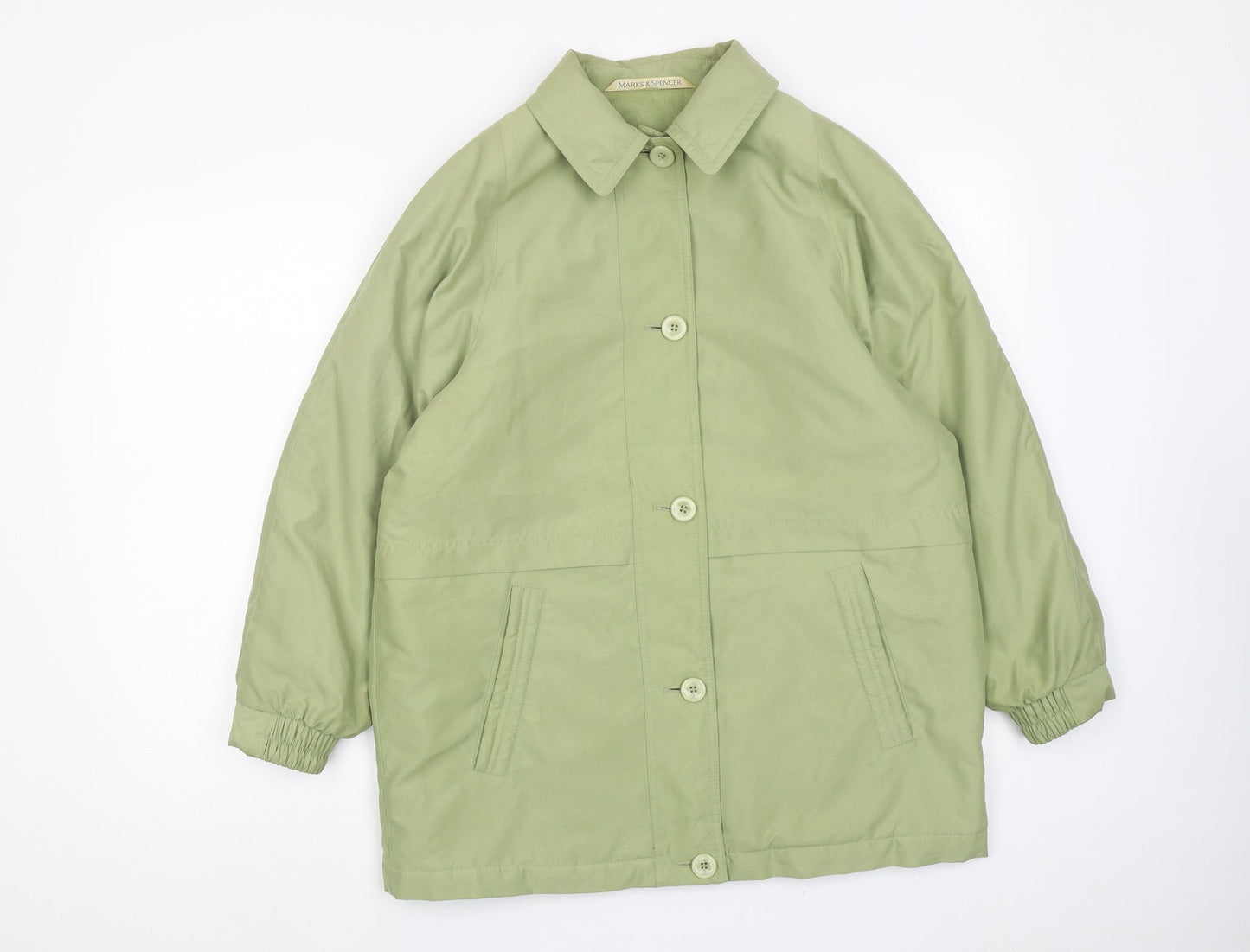 Marks and Spencer Womens Green Overcoat Coat Size 10 Button