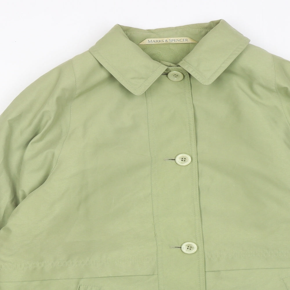 Marks and Spencer Womens Green Overcoat Coat Size 10 Button