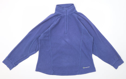Outdoor Scene Womens Blue Polyester Pullover Sweatshirt Size 12 Zip - Size 12-14