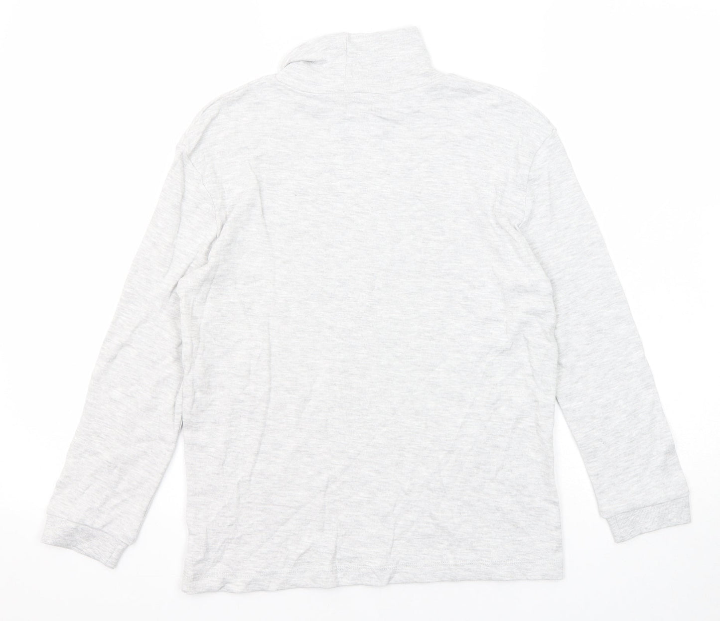 Marks and Spencer Boys Grey Polyester Basic T-Shirt Size 9-10 Years High Neck Pullover