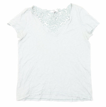 Next Womens Green Cotton Basic T-Shirt Size 12 V-Neck