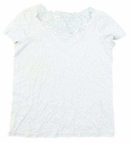 Next Womens Green Cotton Basic T-Shirt Size 12 V-Neck