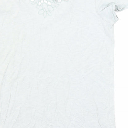 Next Womens Green Cotton Basic T-Shirt Size 12 V-Neck