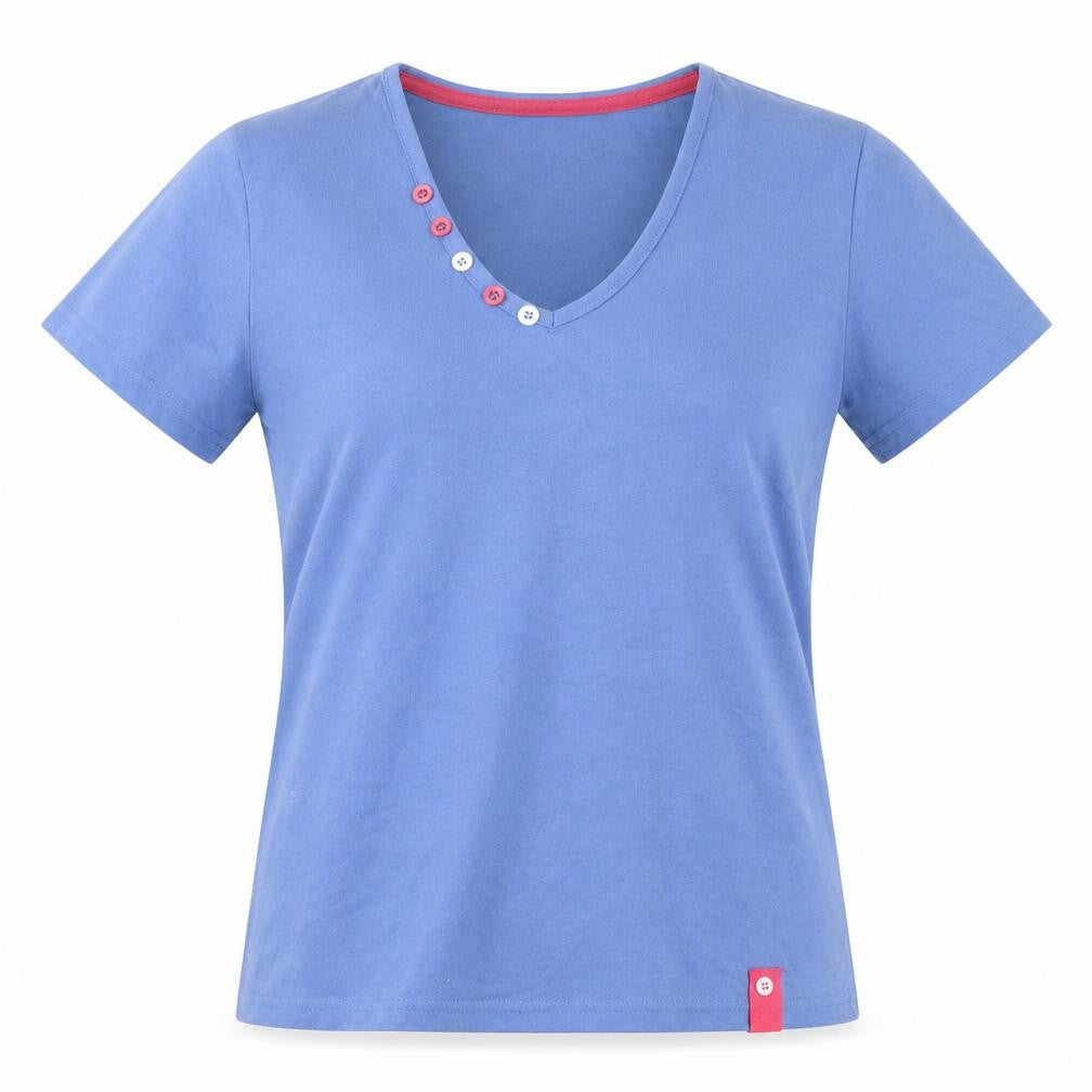 Amoretti Womens Blue Polyester Basic T-Shirt Size S V-Neck - Size S-M