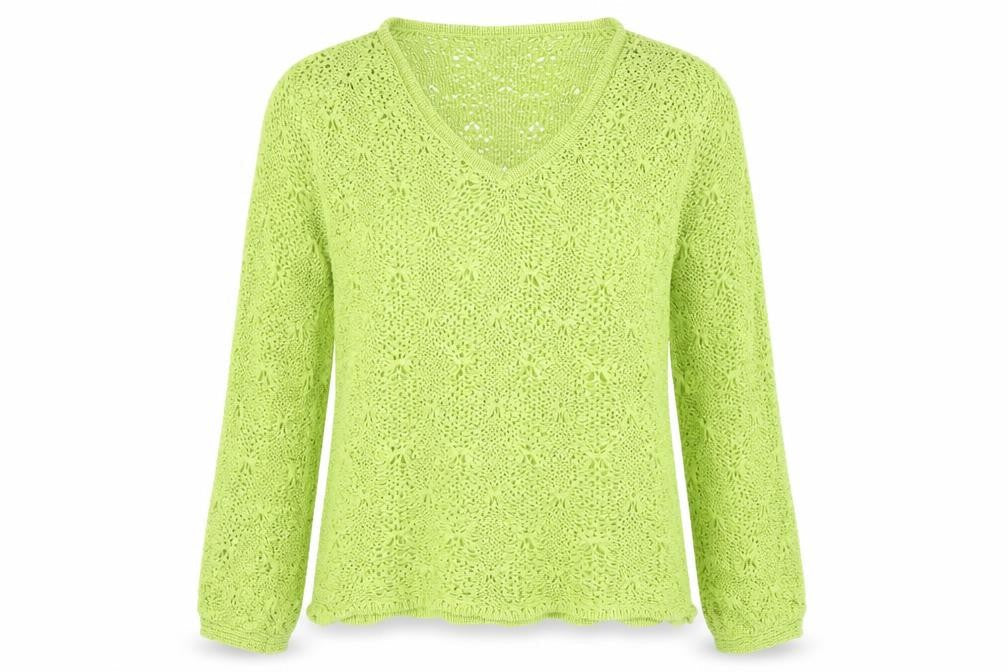 Off Shoot Womens Green Acrylic Basic Blouse Size M V-Neck