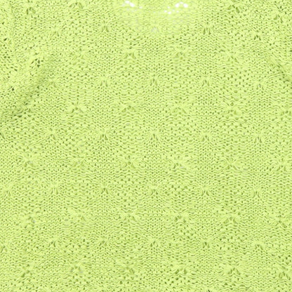 Off Shoot Womens Green Acrylic Basic Blouse Size M V-Neck