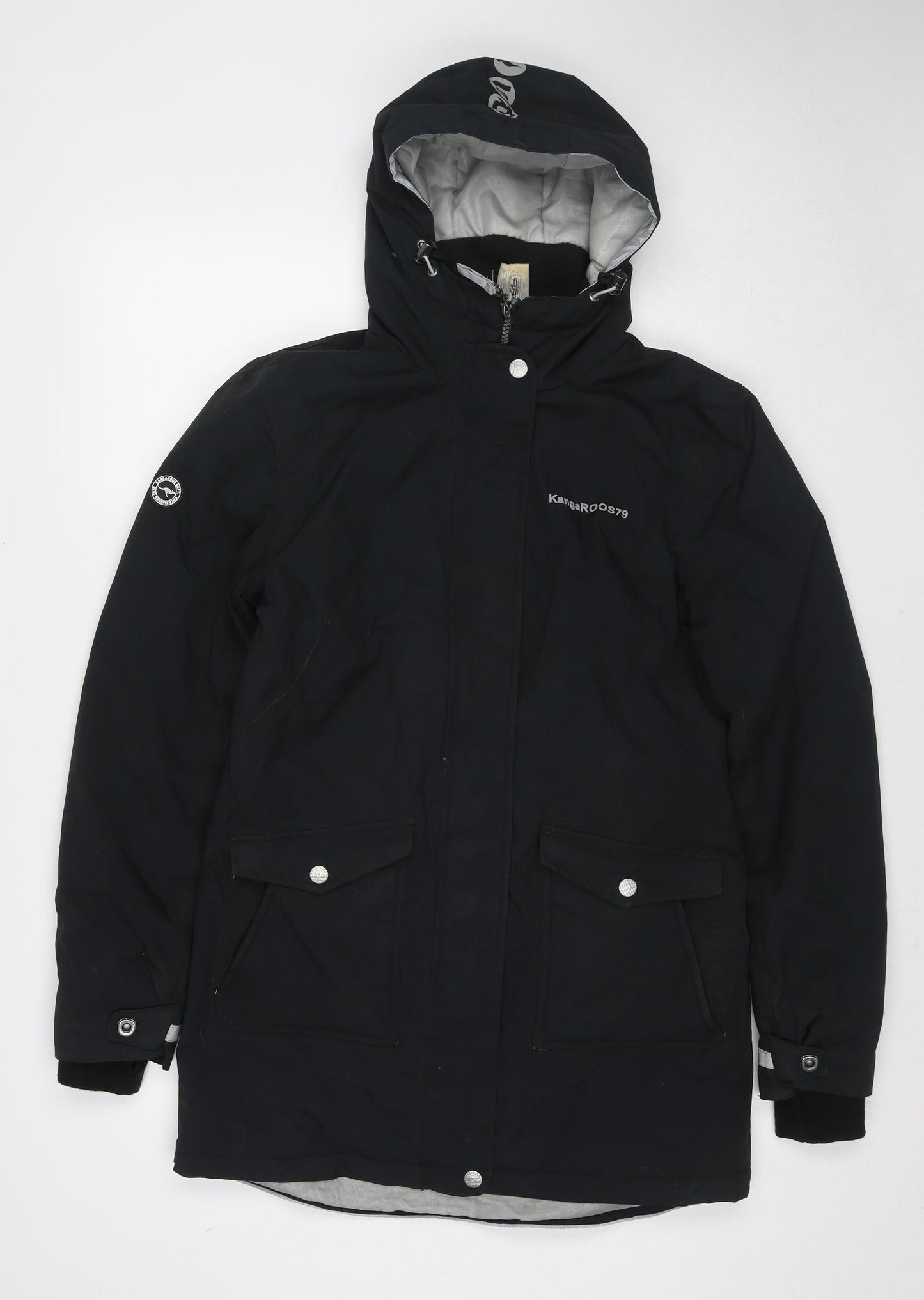 KangaROOS Womens Black Windbreaker Jacket Size 10 Zip